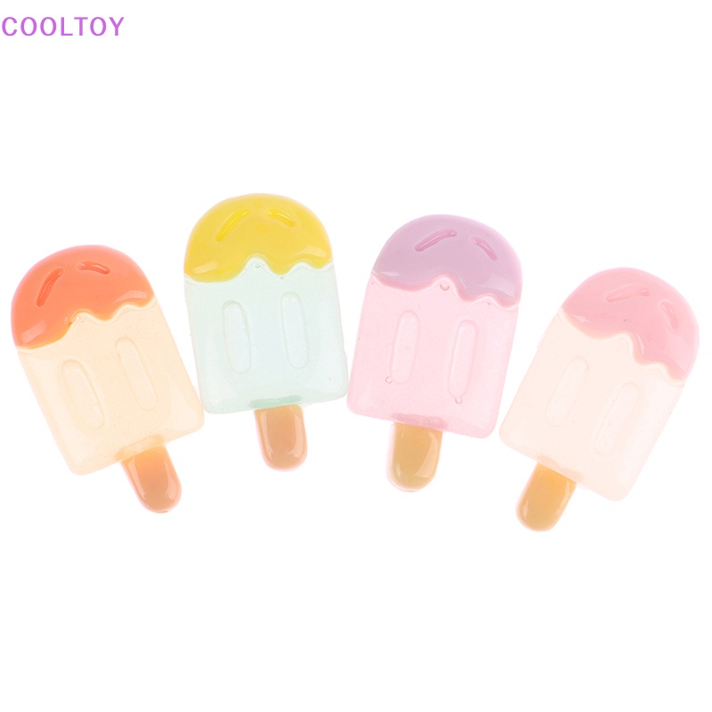 Cooltoy Set 2 Cây Kem Kẹo Mút Mini Bằng Resin Phát Sáng Màu Sắc Ngọt Ngào Dễ Thương Trang Trí Thủ Công DIY Quà Tặng Bán Chạy