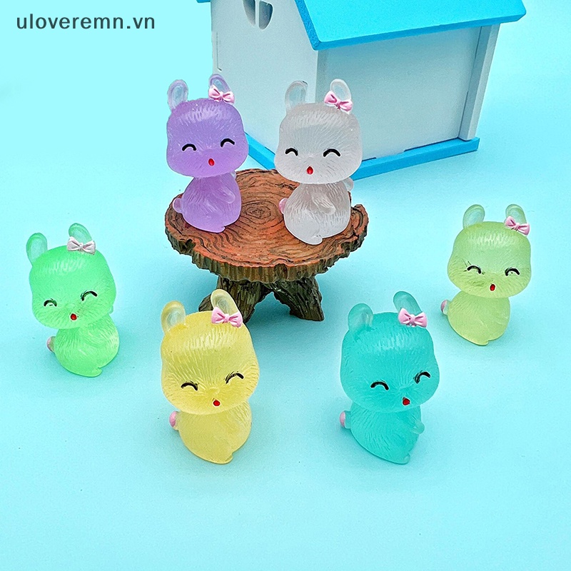 Set 2 Móc Điện Thoại Mini Bằng Resin Dạ Quang Hình Thỏ Dễ Thương DIY