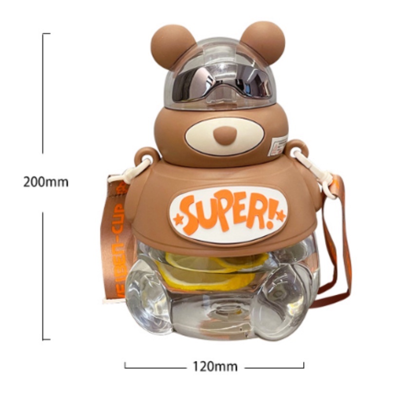 Bình Nước Hình Gấu Đeo Lưng Dung Tích Lớn 1200ml