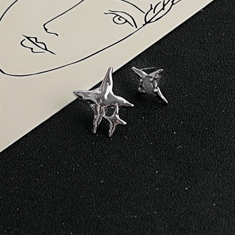 Khuyên Tai Bốn Ngôi Sao Đá Mắt Mèo Phiên Bản Hàn Quốc Không Đối Xứng Cá Tính Thời Trang niche Cao Cấp Cho Nữ