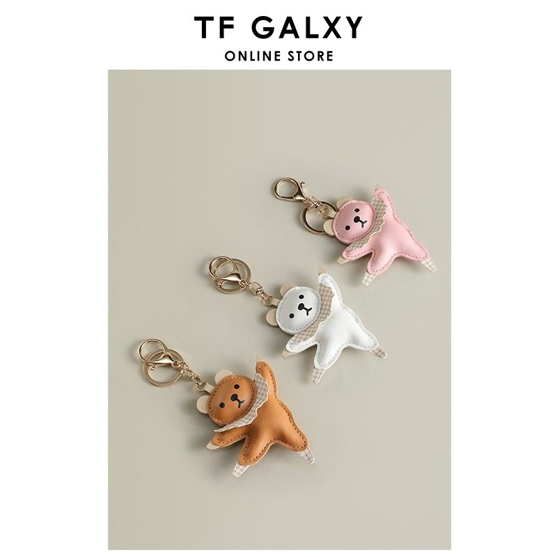 Móc Khóa Da Hình Gấu Hoạt Hình Dễ Thương