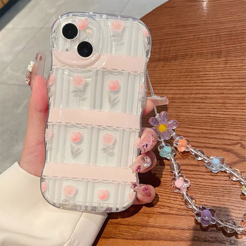 Ốp Điện Thoại Dẻo Trong Suốt Họa Tiết Hoa & Vòng Tay Cho Iphone 11 Pro Max 12 13 14 Pro Max 7 8 Plus Se2020 Iphone Xs Max Xs Plus Max