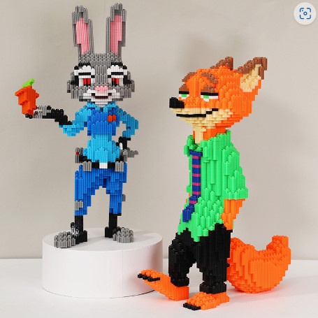 lego xếp hìnháo xanh 42cm cảnh sát cáo nick và thỏ zootopia judy cỡ lớn size to 42cm đồ chơi xếp hình 3d siêu đẹp