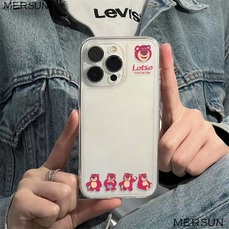 ✅Ốp Điện Thoại Mềm Chống Sốc Hình Gấu Và Dâu Tây Cho Iphone 11plus 13iPhone12 6In Apple 14pro78 max Ybw