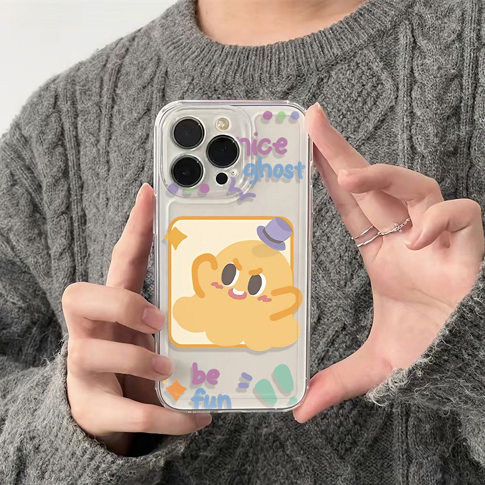 ✅Ốp Điện Thoại Mềm Chống Sốc Màu Vàng Họa Tiết Ma Nhỏ Đơn Giản Cho Iphone 11 78 6In14Pro 1213 AL8M