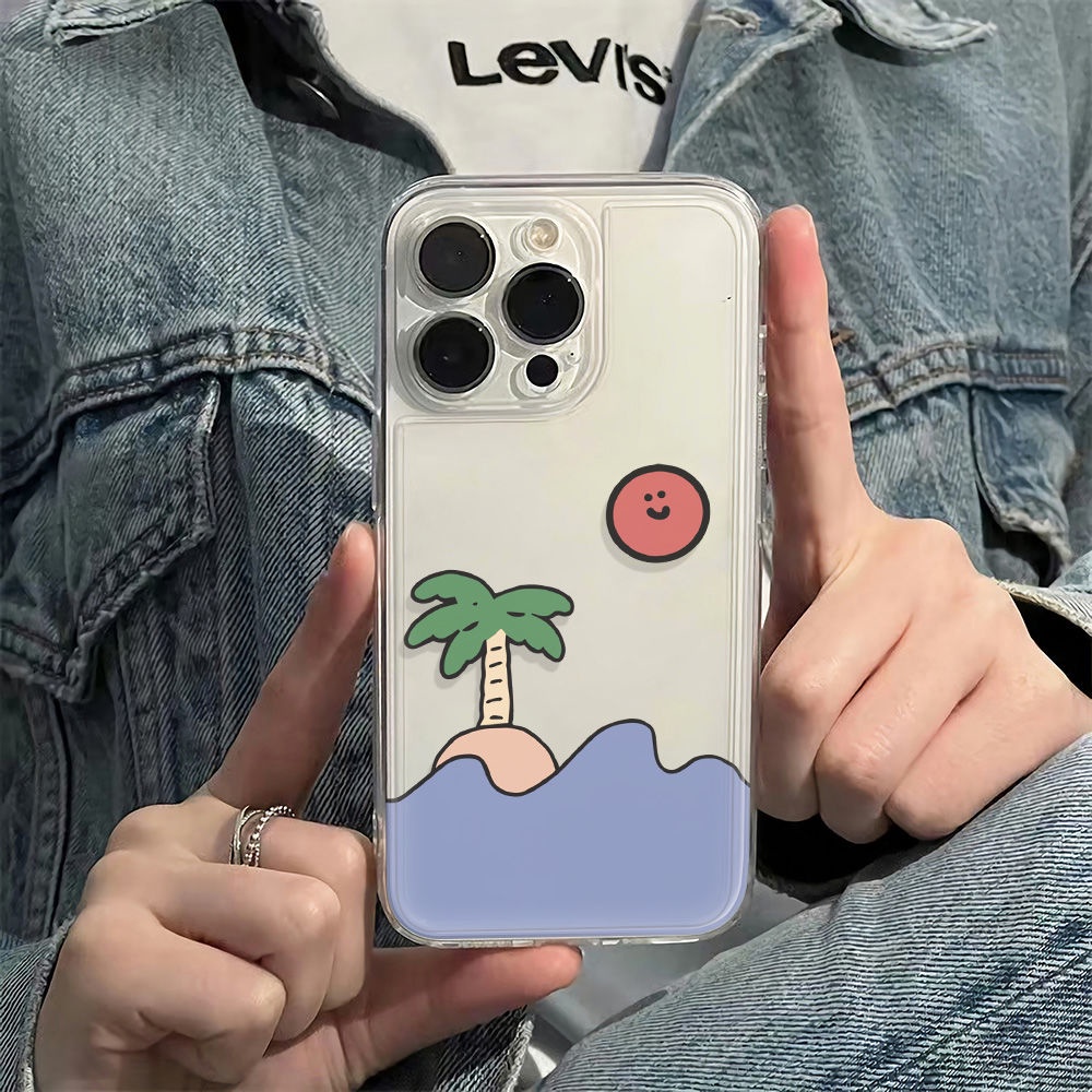 ✅Ốp Điện Thoại Mềm Chống Sốc Họa Tiết Cây Dừa Cho Iphone 1314Pro 12 Plus 116In78