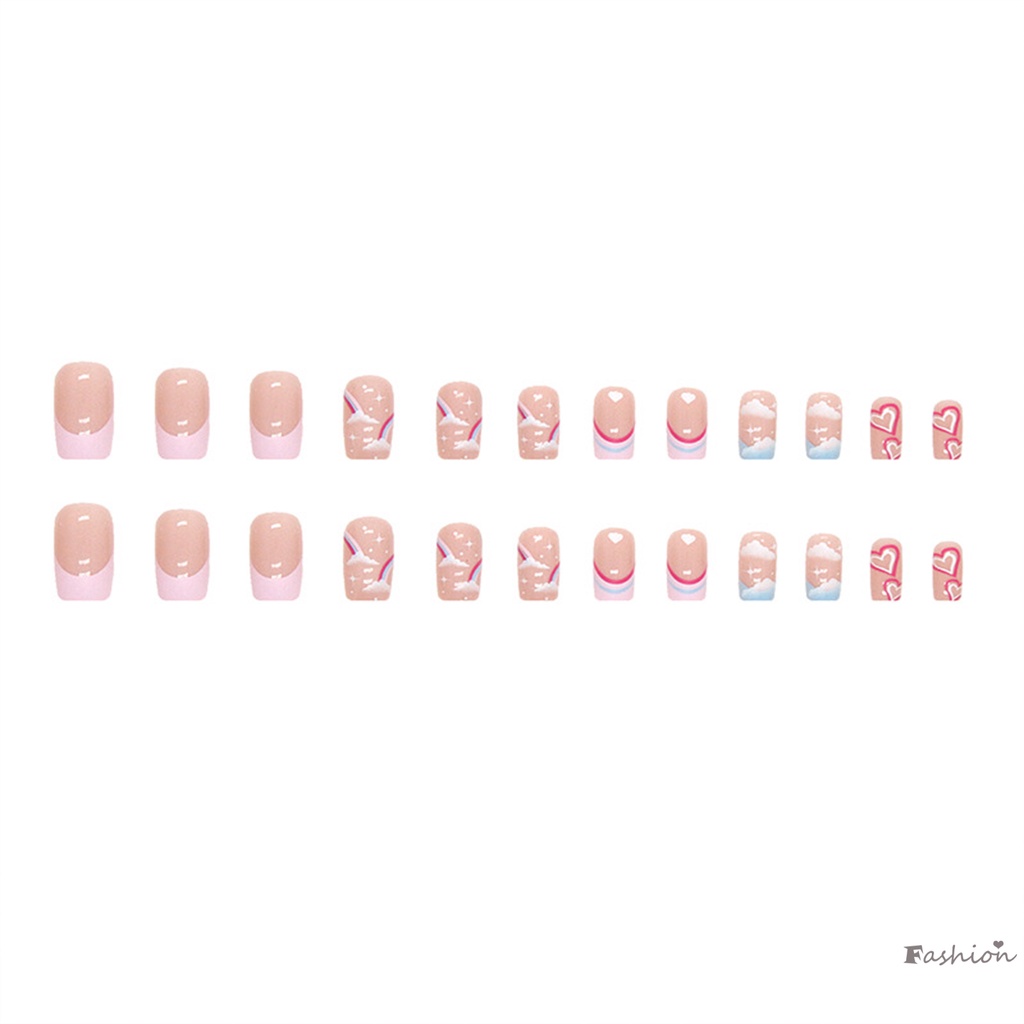 Bộ Móng Tay Giả Hình Đám Mây Dễ Thương Cho Nữ