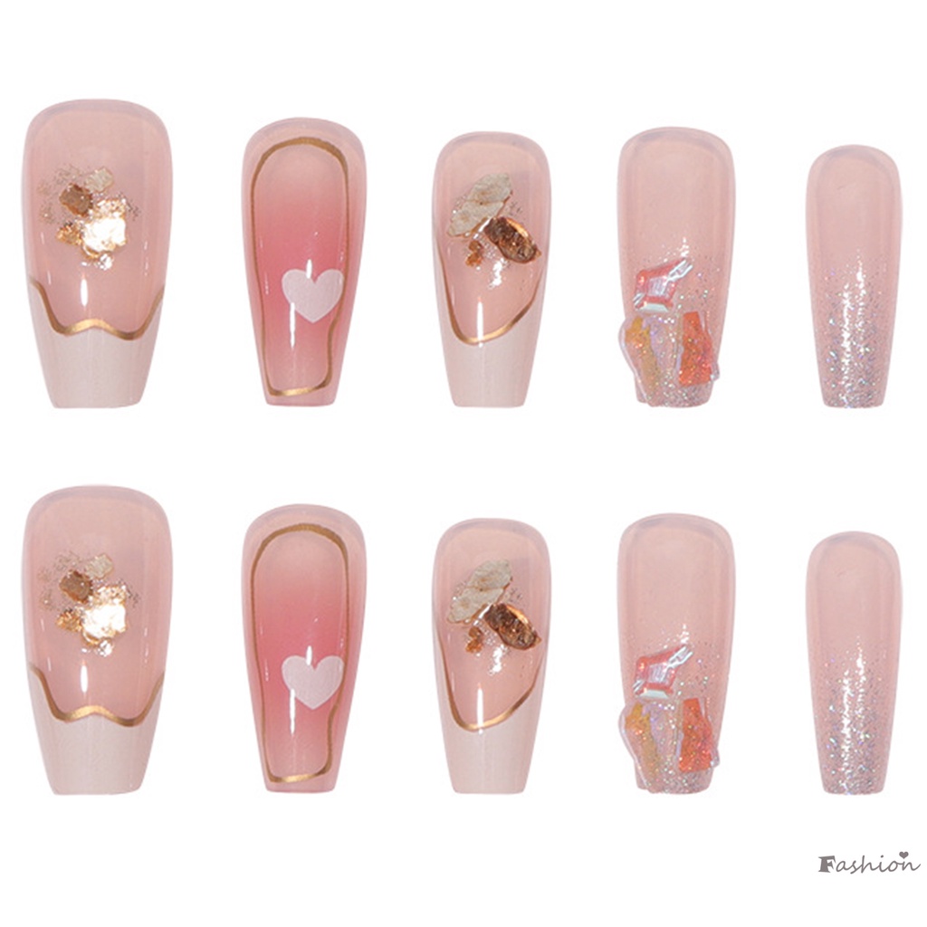 Móng Tay Giả Dài Đính Kim Cương Lấp Lánh Chống Nhòe