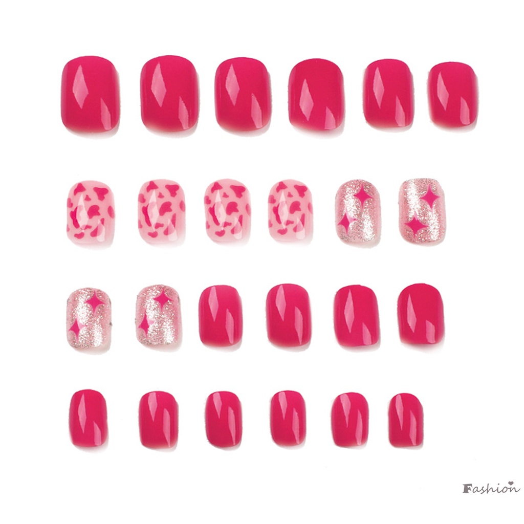 Móng Tay Giả In Họa Tiết Da Báo Màu Đỏ Hồng Thoải Mái Bền Bỉ Có Thể Tái