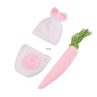✿ set mũ + quần đan len hình thỏ dễ thương làm phụ kiện chụp ảnh cho bé sơ sinh
