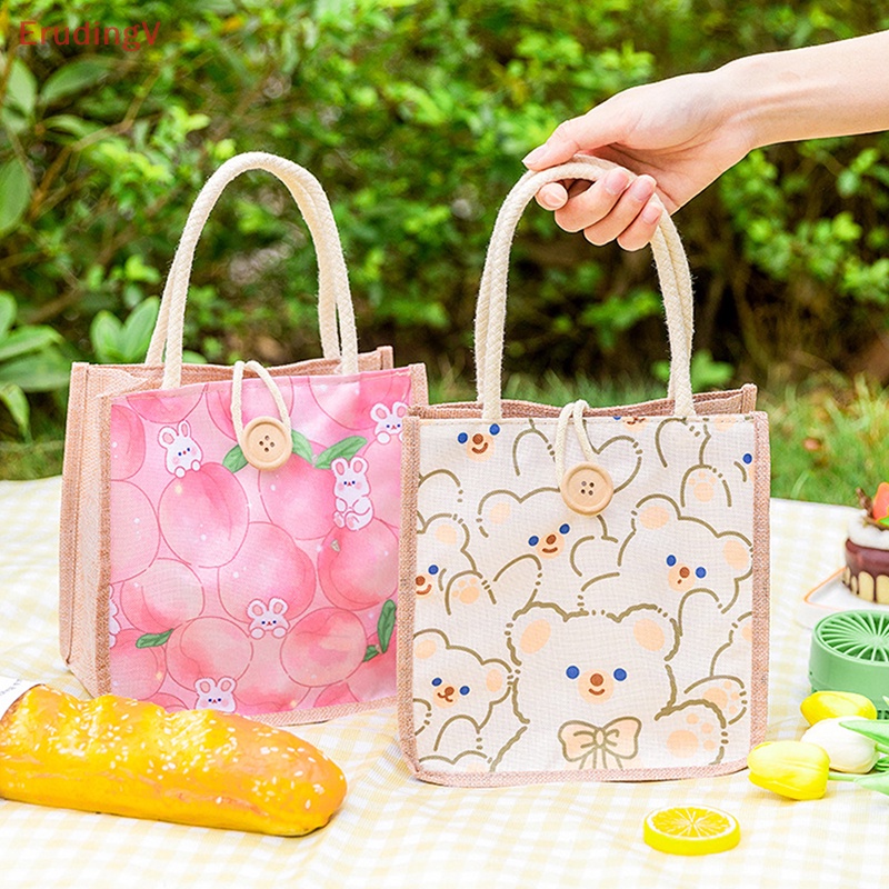 Túi Xách Mua Sắm Vải Canvas In Họa Tiết Hoạt Hình Dễ Thương