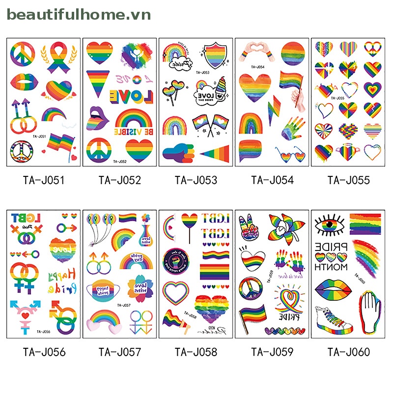 Miếng Dán Hình Xăm Tạm Thời Họa Tiết Rain Pride LGBT Chống Thấm Nước