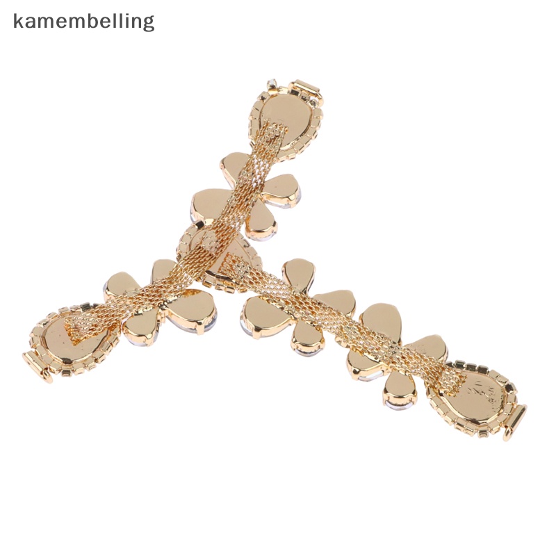 Kamembelling 1 Phụ Kiện Khóa Giày Bikini Đính Đá Kim Cương Giả Màu Vàng / Bạc DIY