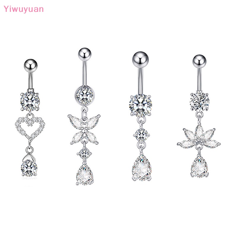 Khuyên Rốn Thép Không Gỉ Hình Bướm Đính Đá Zircon Mới