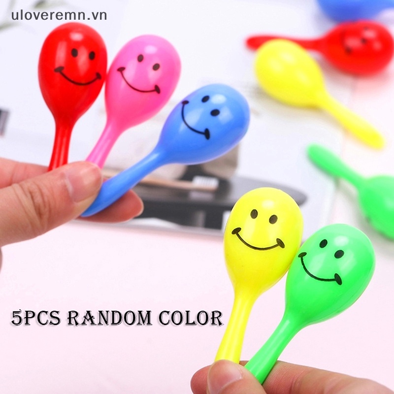 Uloveremn Bộ 5 Bóng Lục Lạc Đồ Chơi Cát Màu Mặt Cười Hoạt Hình Vui Nhộn Cho Bé