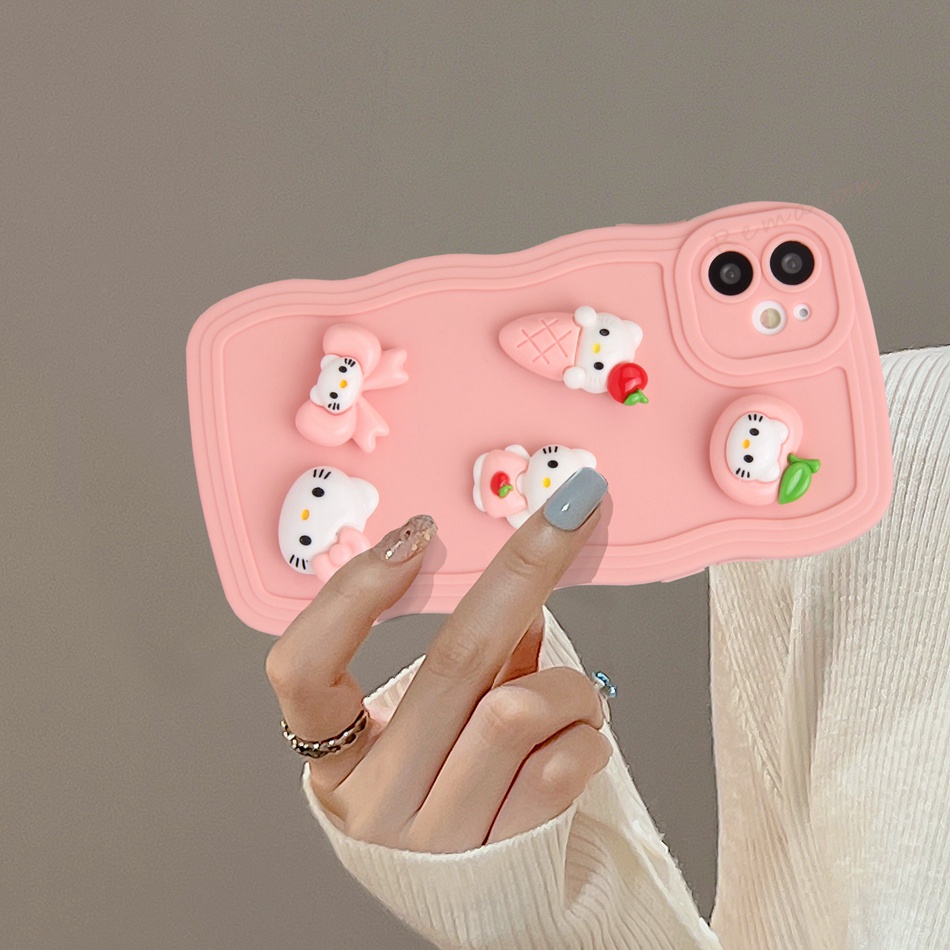 Ốp Điện Thoại Silicon Mềm Hình Kitty 3D Cho iPhone 11 12 13 14 Pro MAX + Mini X XR XS MAX 6 S 7 8 + SE 2020 11Pro 12pro 13Pro