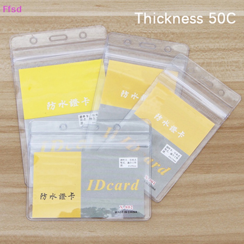 {Ffsd} Set 10 Túi Đựng Thẻ ID / Thẻ ID Đeo Trước Ngực Mềm Bóng Trong Suốt Chống Thấm Nước Bền Chống Va Chạm * Bán Chạy