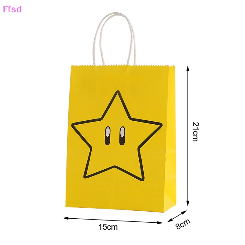 {Ffsd} Set 4 Túi Giấy Kraft In Hình Super Marios Trang Trí Tiệc Cưới / Sinh Nhật / Giáng Sinh / Năm Mới Bán Chạy