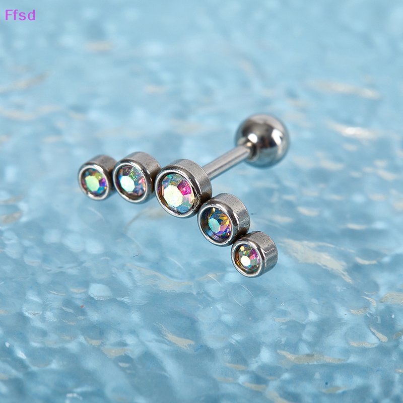 {Ffsd} Khuyên Xỏ Tai Bằng Thép Không Gỉ Đính Đá Pha Lê Thời Trang Làm Quà Tặng Cho Nữ * Bán Chạy