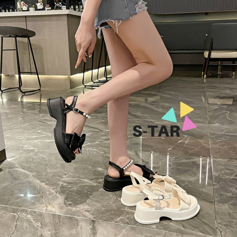 Giày Sandal Đế Dày Đính Nơ Phong Cách Mới Mùa Hè 2023 Thoải Mái Hợp Thời Trang Cho Nữ