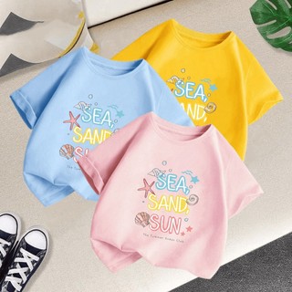 3-12years old summer colorful letter in boys and girls short sleeve t-shirt hàn quốc all-match cổ tròn dành cho trẻ em áo trẻ em mềm mại hàng đầu 韩 版 夏季 男孩 女孩 短袖 t 恤