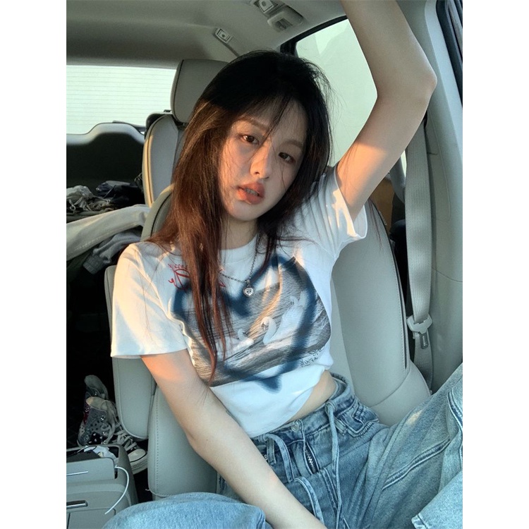 Áo baby tee Thun croptop Cotton Nguyên Chất Ngắn Tay Thời Trang Mùa Hè 2023 Phong Cách Mới Cho Nữ