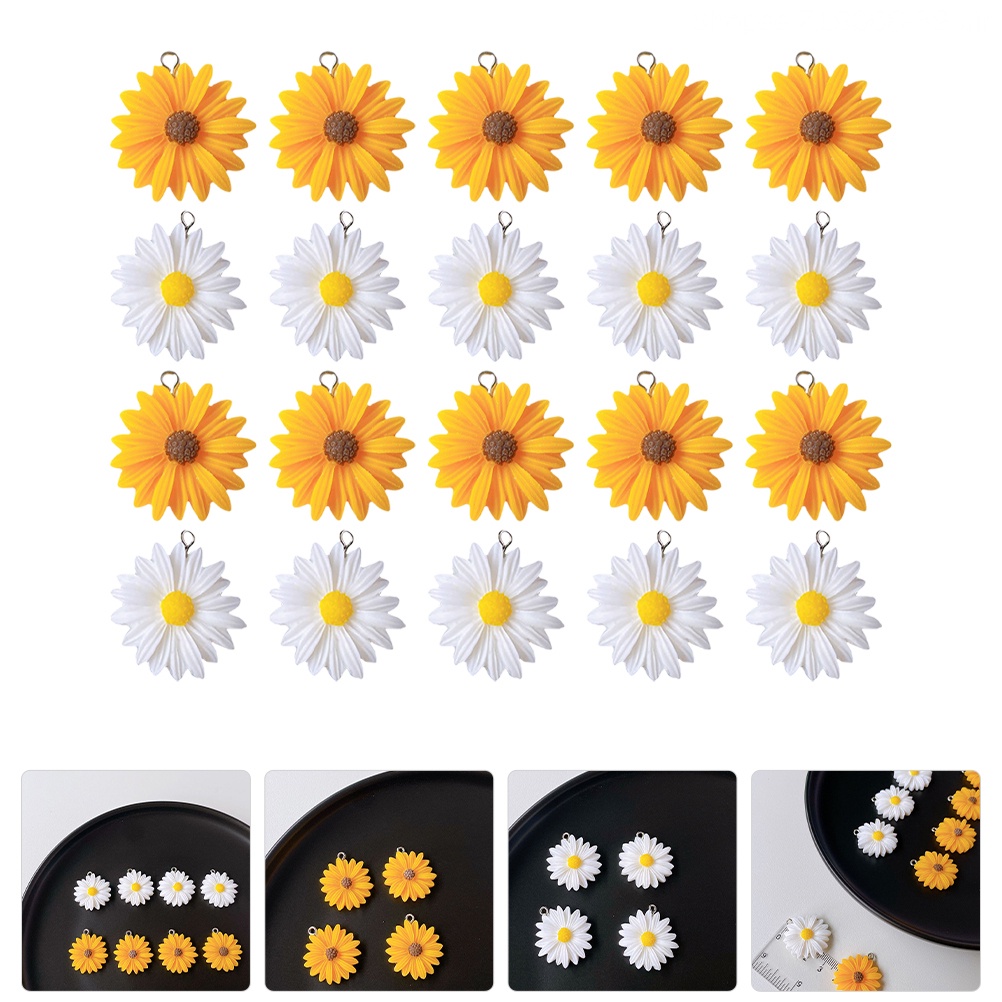 Set 20 Mặt Vòng cổ Hình Bánh Kem / Bông Hoa Bằng Nhựa Resin Charms