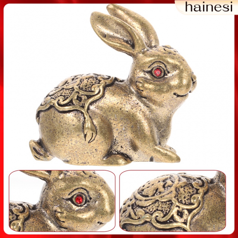 Car Decoration Chinoiserie Brass Lucky Rabbit Statue Gift Animal