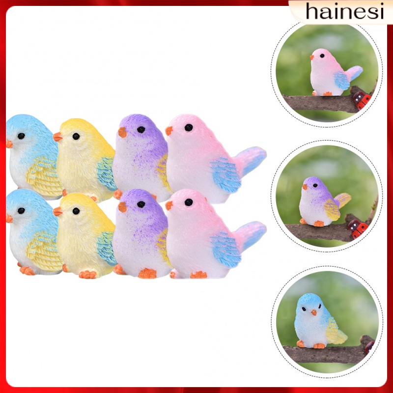 Set 8 Tượng Chim Gõ Kiến Bằng Nhựa Dùng Để Trang Trí Tiểu Cảnh