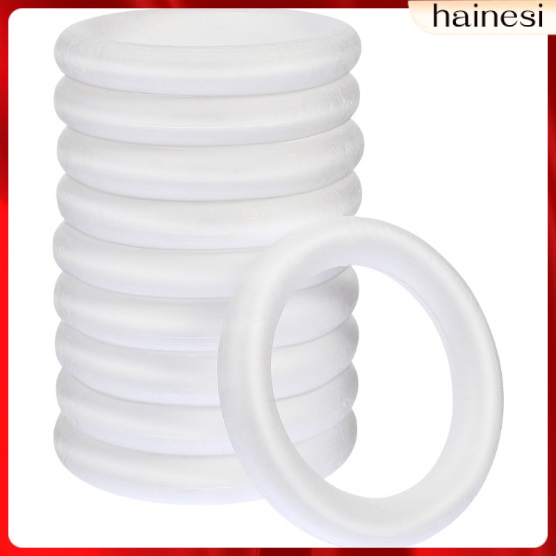 Set 10 Vòng Hoa Màu Trắng Bằng Xốp Chưa Trang Trí