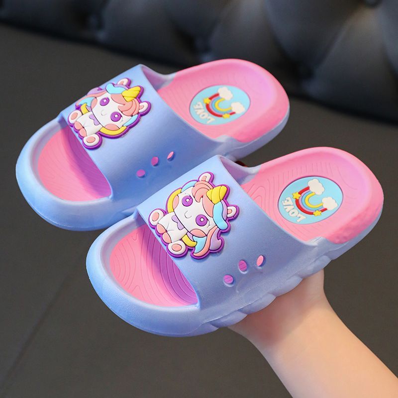 Dép Xỏ Ngón Đi Trong Nhà Mềm Mại Chống Trượt Họa Tiết Kỳ Lân Hoạt Hình Thời Trang 2023 Cho Bé