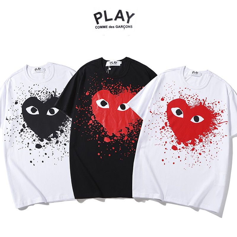 CDG play Tide brand Chuanjiu camouflage CDG Baoling couple PLAY camouflage love Japan Xiao Zhan Wang Yibo short-sleeved T-shirt for men and women
