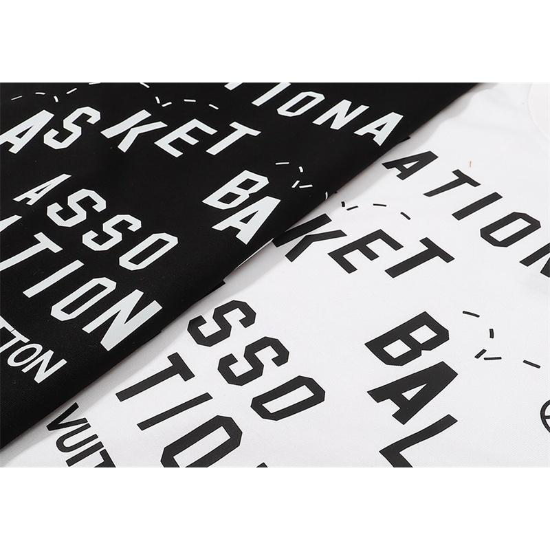 L &amp; V Áo Thun Bóng Rổ Tay Ngắn In Logo Thỏ Phun Kỹ Thuật Số Phiên Bản Giới Hạn 88 Mới Cho Nam Và Nữ