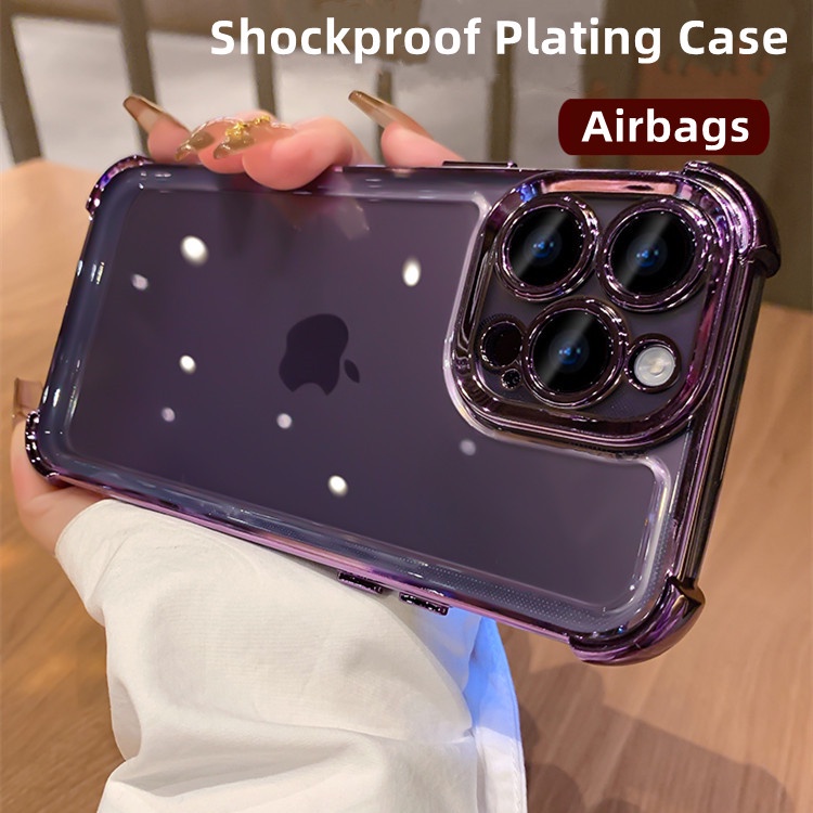Ốp lưng cho iPhone 14 13 Pro Max 12 11 Pro Max 14 Plus i11 12pro 13pro 14pro Túi khí chống va đập Vỏ không gian mạ 6D cho iPhone Clear Tranparent Silicone Bumper
