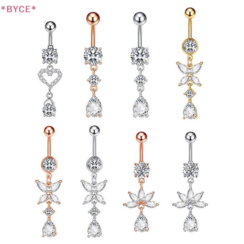 Khuyên Rốn Hình Bướm Bằng Thép Không Gỉ Đính Đá Zircon Mới