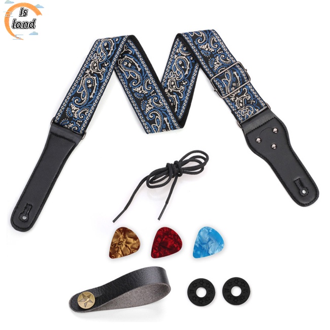 Dây Đeo Đàn Guitar Bản Rộng 5cm Thêu Họa Tiết Có Thể Điều Chỉnh Độ Dài