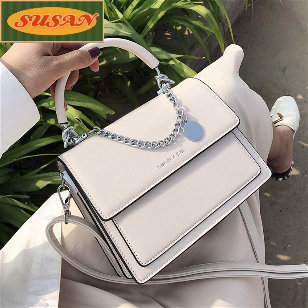 Túi Đeo Chéo Da PU Phối Dây Xích Thời Trang