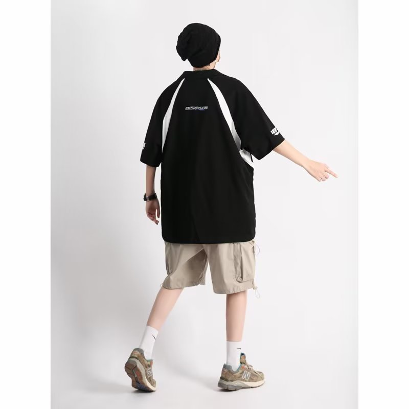 Áo Thun polo Thể Thao Tay Ngắn Dáng Rộng Phong Cách Hip Hop Đường Phố Mỹ Cho Nam