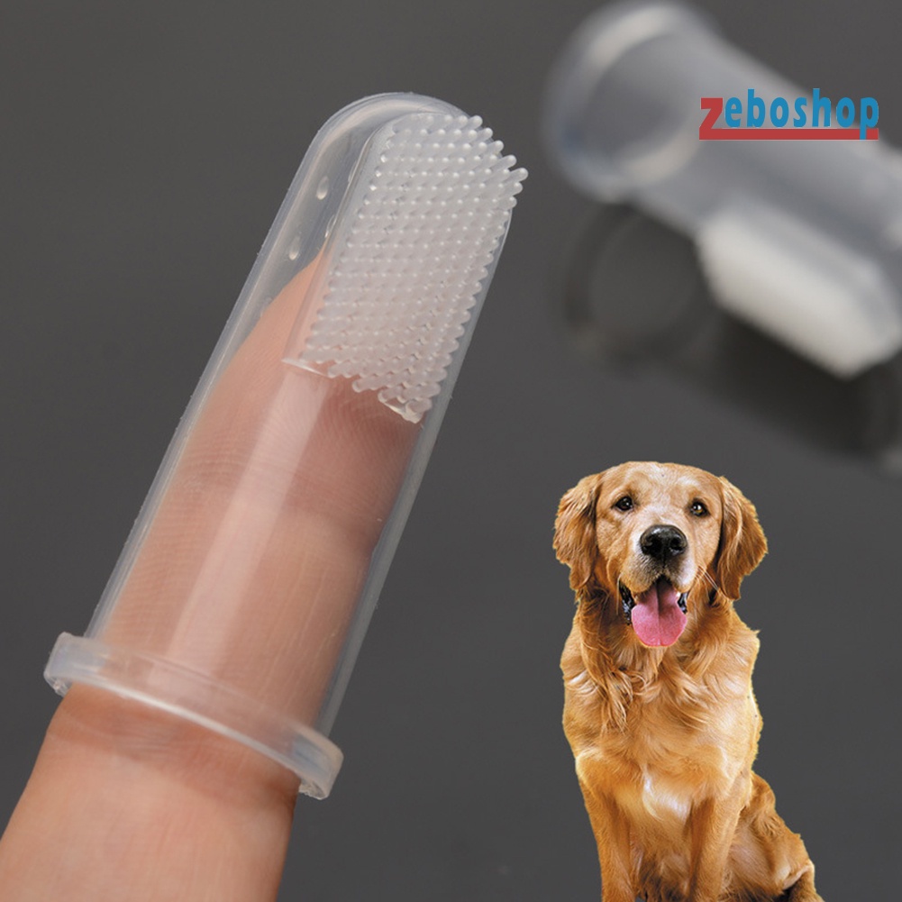 Bộ 2 Bàn Chải Silicone Đeo Ngón Tay Chăm Sóc Răng Miệng Cho Thú Cưng