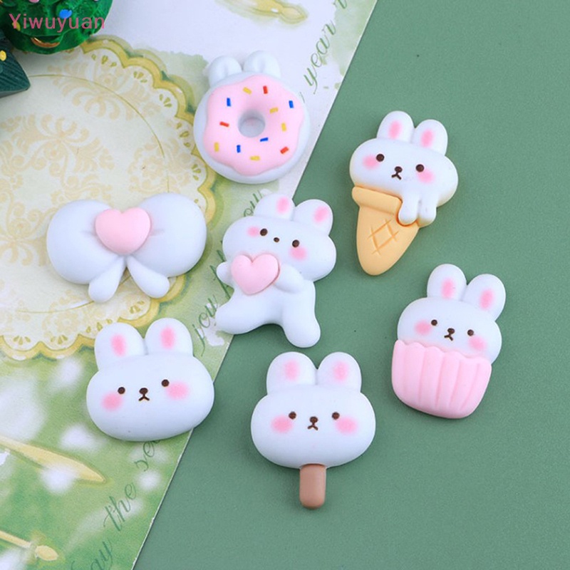 Bộ 5 Phụ Kiện Trang Trí Sổ Tay Hình Bánh Kem / Thỏ Bằng Resin Đáng Yêu DIY Mới