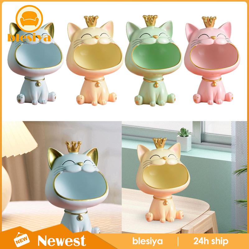 [Blesiya] Hộp Đựng Chìa Khóa Tượng Mèo May Mắn Điêu Khắc Bằng Nhựa Resin