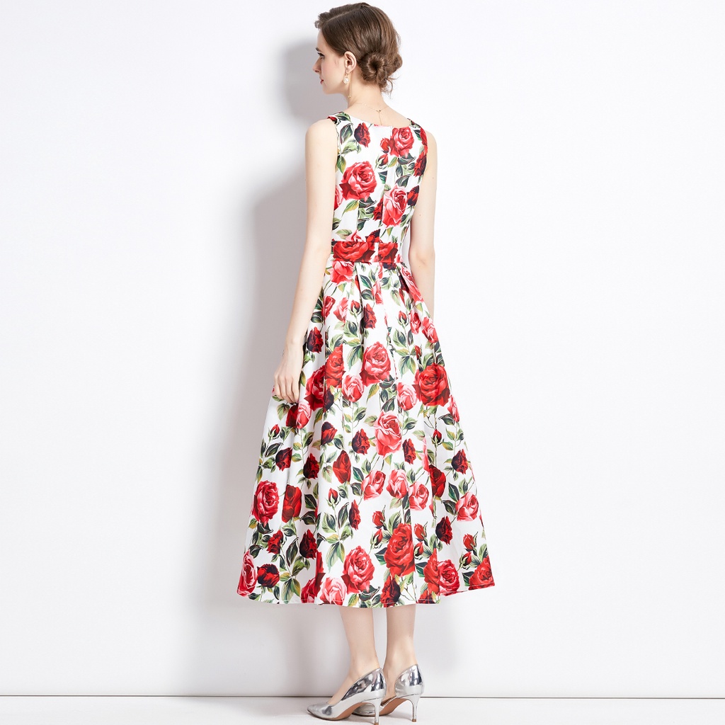 20236 Váy không tay cạp cao cắt may ba chiều