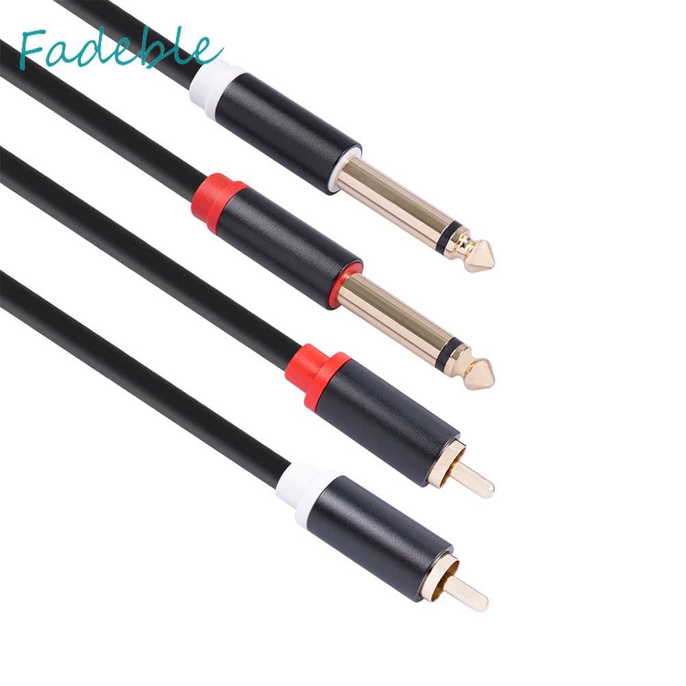 Dây Cáp Chuyển Đổi Khuếch Đại Âm Thanh 2 RCA Male Sang Dual 6.35 Male