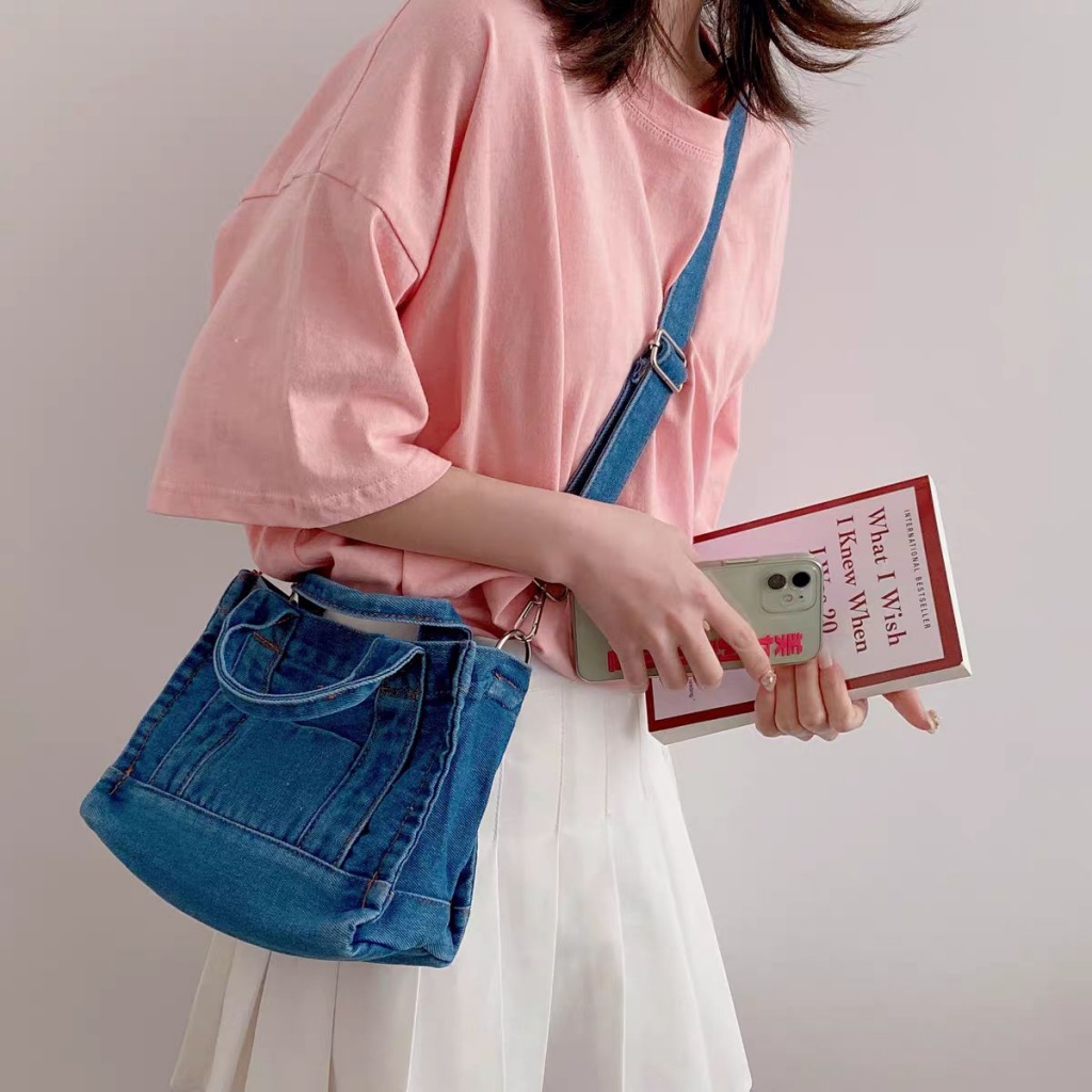 Túi Đeo Vai Mùa Hè 2023 Bằng Vải denim Phong Cách Nhật Bản Cho Nữ
