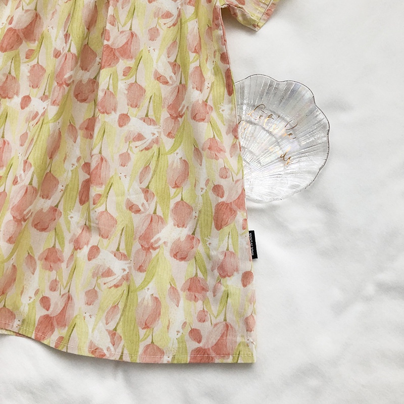 Hàng Có Sẵn Đầm Hoa Sát Nách Vải Cotton Nguyên Chất Thời Trang Mùa Hè Phong Cách Hàn Quốc Cho Bé Gái