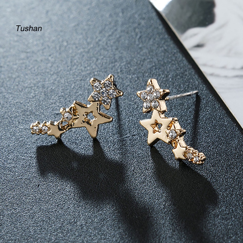 1 Đôi Bông Tai Hình Ngôi Sao Đính Đá Lấp Lánh Dành Cho Nữ