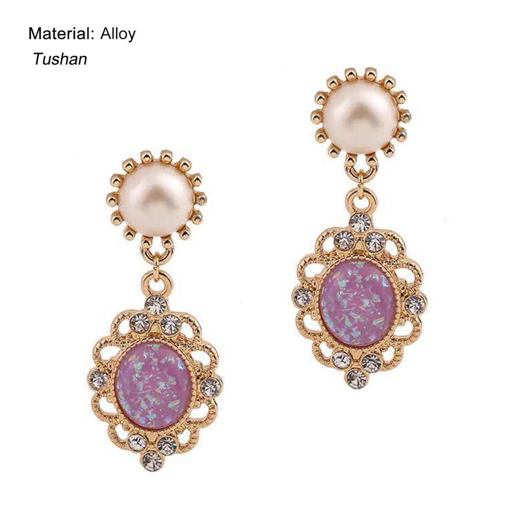 1 Đôi Bông Tai Đính Đá Zircon Ngọc Trai Nhân Tạo Hình Giọt Nước Phong Cách Hoàng Gia Dành Cho Nữ