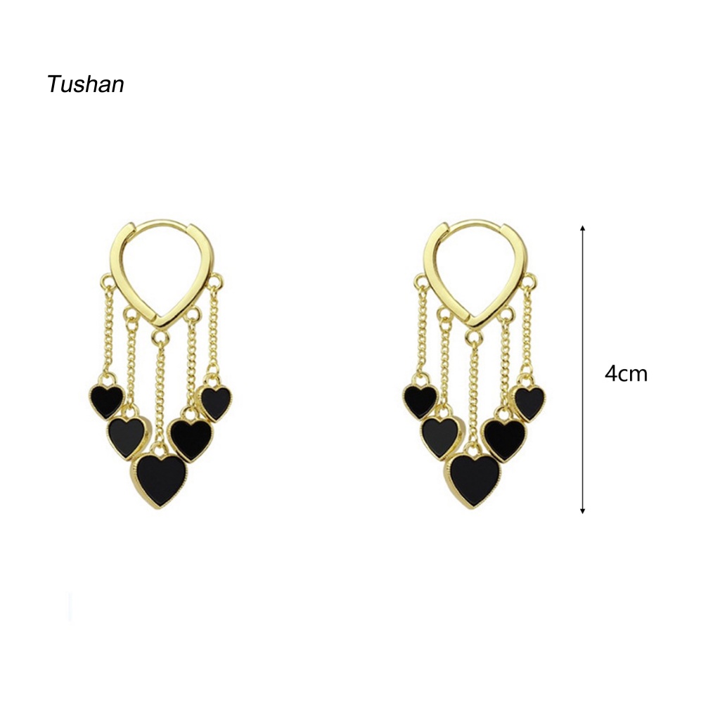 1 Đôi Bông Tai Hình Trái Tim Bằng Hợp Kim Màu Đen Thanh Lịch Phong Cách Hàn Quốc Dành Cho Nữ