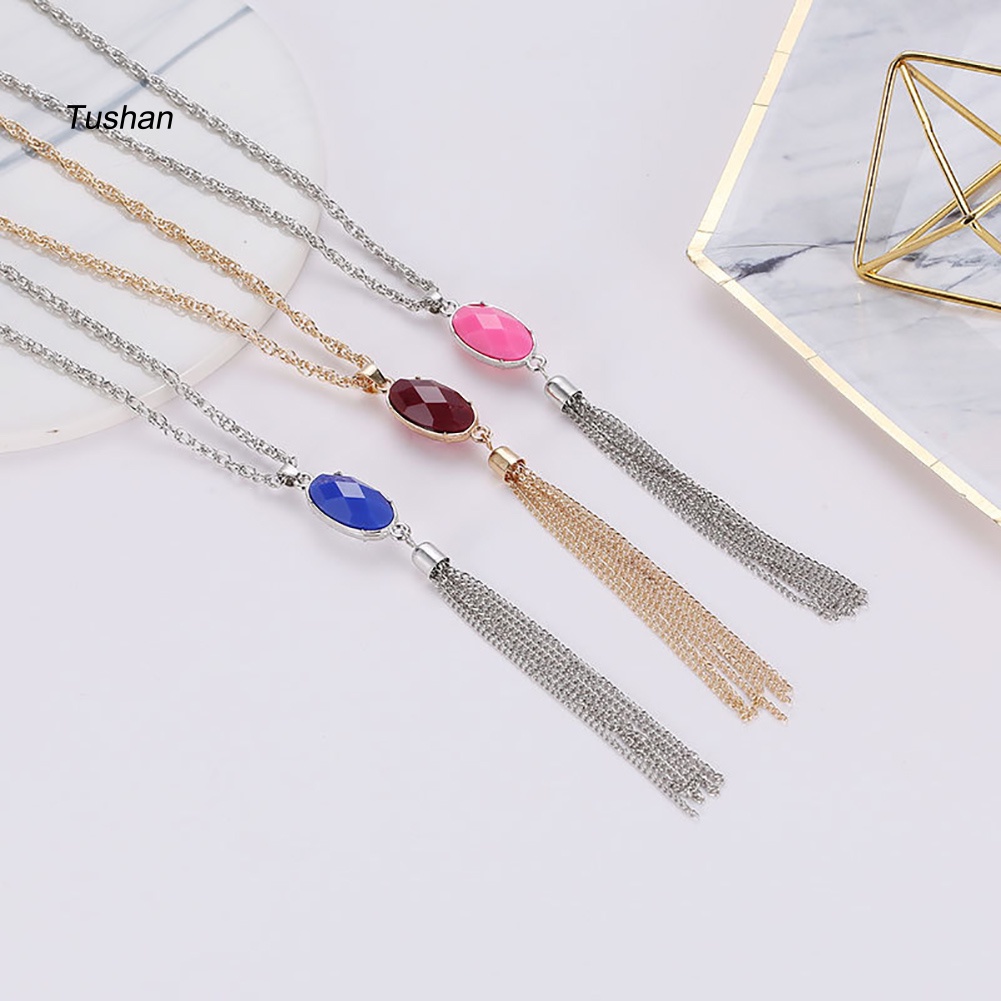 Vòng cổ Mặt Đá Hình Oval Thời Trang Cho Nữ