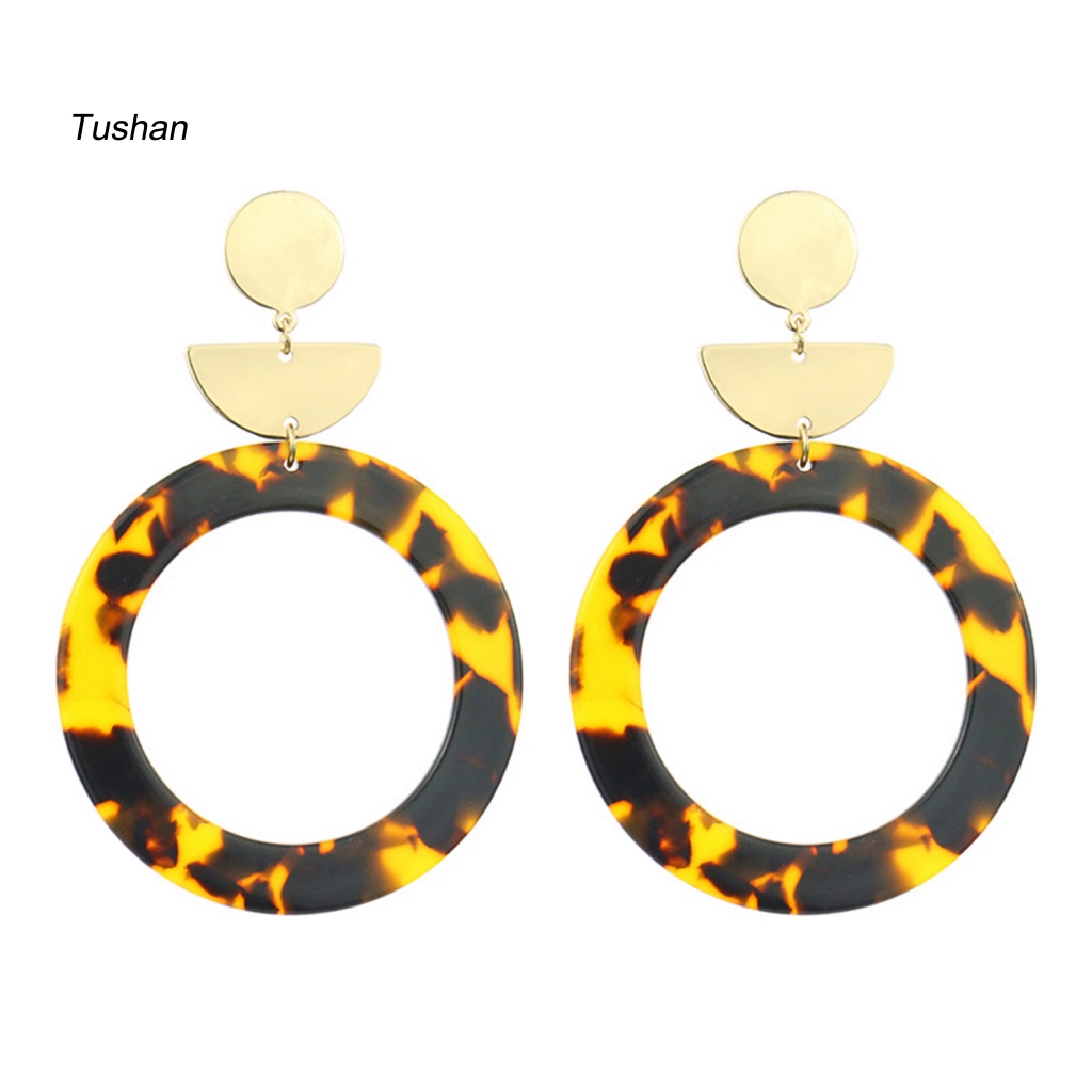 1 Đôi Bông Tai Họa Tiết Da Báo Bằng Acrylic Thanh Lịch Dành Cho Nữ